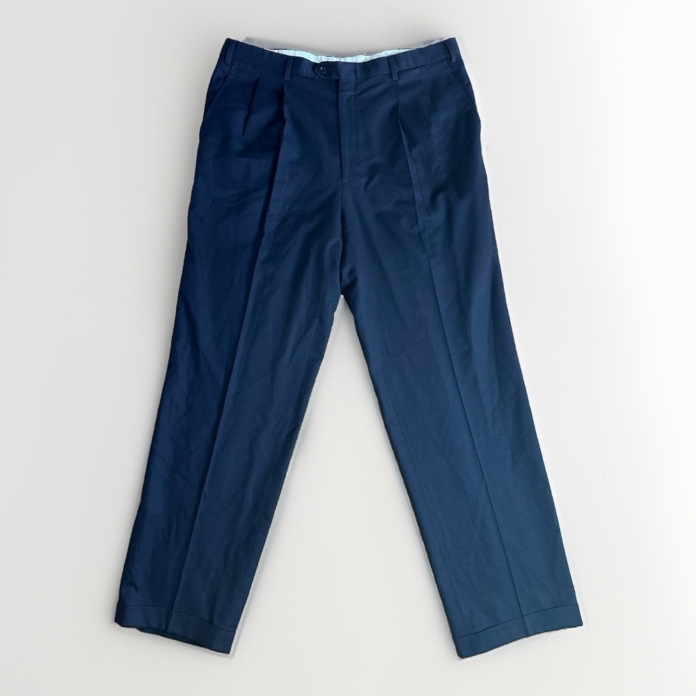 Brioni Cannes Dress Pants Trousers Mens 54R (37x32) Navy Pleated 100% Wool Italy